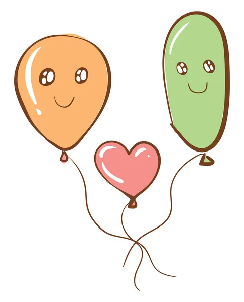 Dos Globos Felices Con Vector Signo Exclamación Ilustración Color — Vector de stock