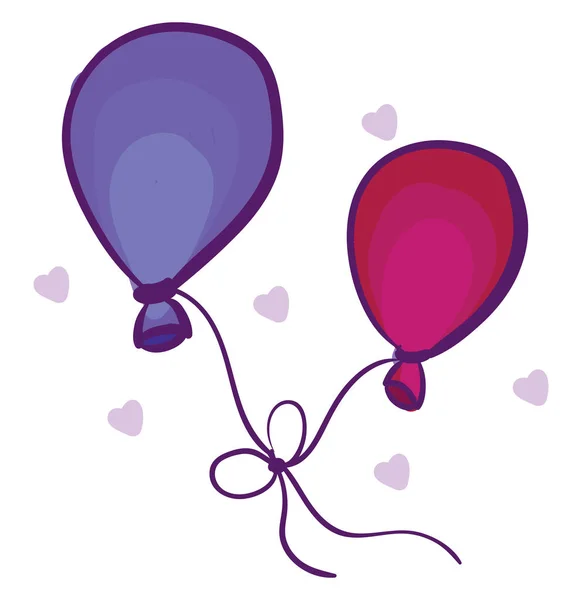 Ballon Bleu Rose Vecteur Amoureux Illustration Couleur — Image vectorielle