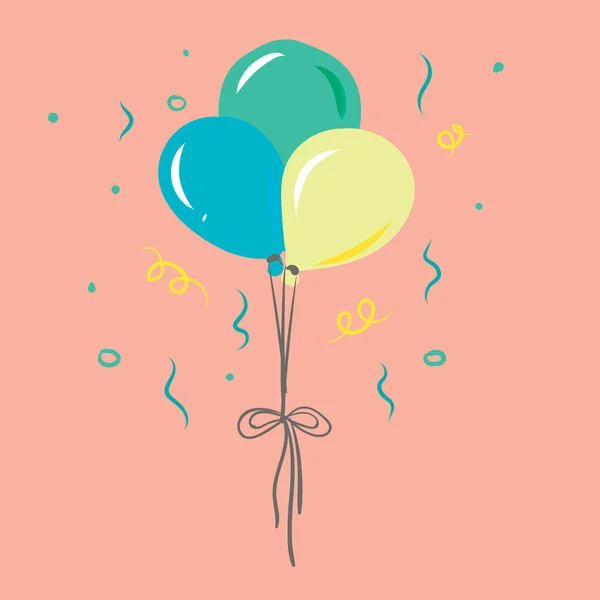 Drei Bunte Luftballons Rosa Hintergrund Vektor Oder Farbabbildung — Stockvektor