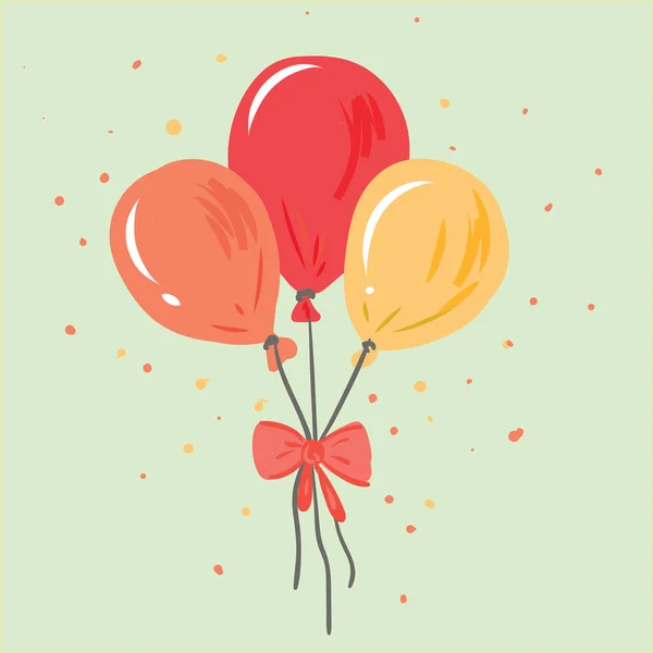 Drei Helle Bunte Luftballons Vektor Oder Farbabbildung — Stockvektor