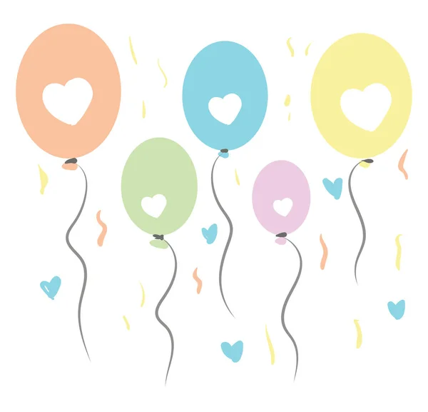 Kleurrijke Ballonnen Confetti Vector Kleur Illustratie — Stockvector