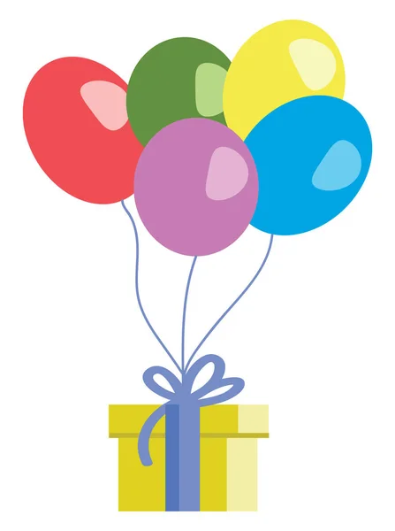Geburtstag Mit Luftballons Und Geschenkvektor Oder Farbabbildung — Stockvektor