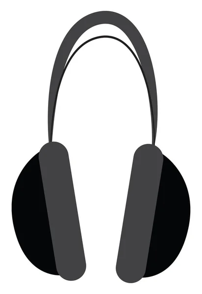 Black Wireless Headphone Vector Color Illustration — Stock Vector