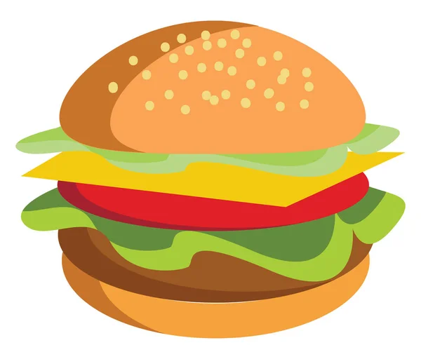 Big Burger Vector Color Illustration — Stock Vector
