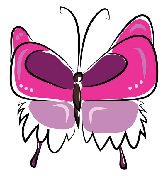 Pink Butterfly Vector Color Illustration — Stock Vector