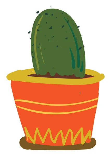 Een koepelvormige cactus plant in een oranje bloem pot vector kleur — Stockvector