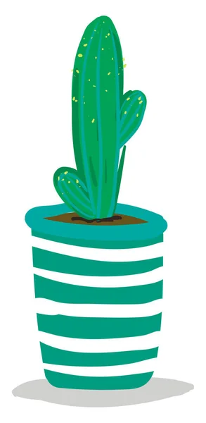 En lång kaktusväxt med små armar planterade i en dekorativ kruka — Stock vektor