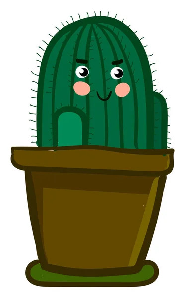 Um emoji de planta de cacto sorridente aparece de um belo vaso de flores —  Vetores de Stock