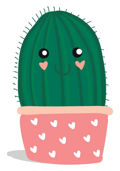 Kaktusz növény egy mosolygó Emoji rózsaszín virág pot vektor Co — Stock Vector