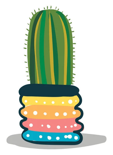 Ritning av en hög kaktus fabrik i en designer Blom kruka ger — Stock vektor
