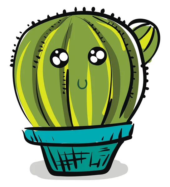 Festmény egy kaktusz növény Emoji egy kék virág pot vektor Col — Stock Vector