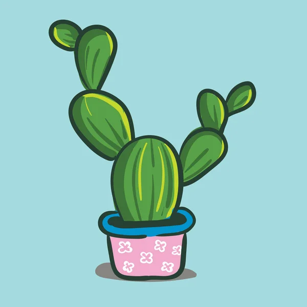 Cactus espinoso plantado en un hermoso vector de maceta rosa col — Vector de stock