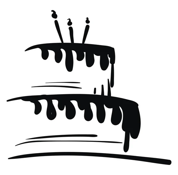 Schwarz-Weiß-Bemalung einer Geburtstagstorte mit Dose — Stockvektor