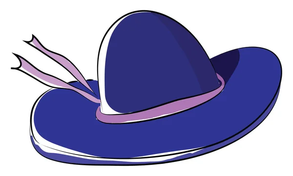 Um chapéu de verão azul e uma fita roxa amarrada ao redor do par centro — Vetor de Stock