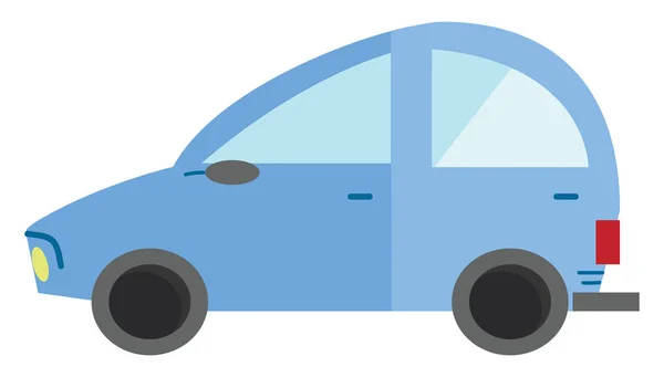 Clipart van een blauwe personenauto rollen op de weg vector kleur — Stockvector