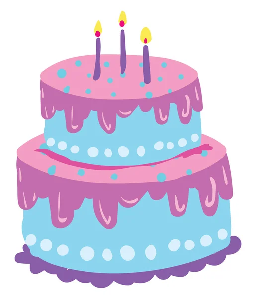 Двошаровий торт з синьо-фіолетовою прикрасою та сяючим c — стоковий вектор