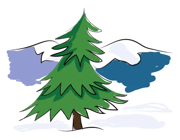 Outdoor Christmas Tree Vector Color Illustration — Stock Vector