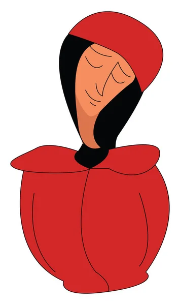 Une Dame Rêveuse Robe Rouge Vecteur Illustration Couleur — Image vectorielle
