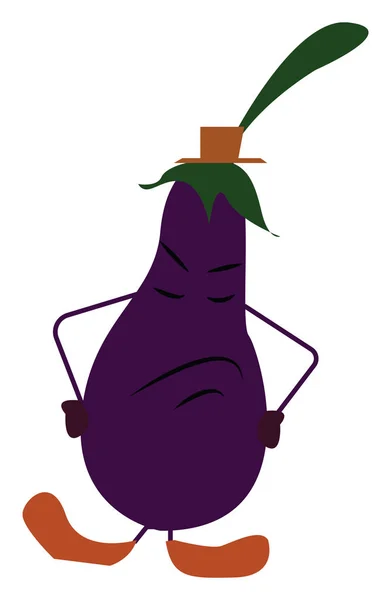 Vecteur Aubergine Colère Une Illustration Couleur — Image vectorielle