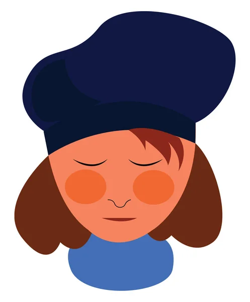 Jeune Fille Chapeau Tête Bleu Vecteur Illustration Couleur — Image vectorielle