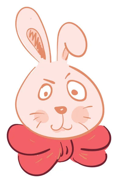 Grumpy Hare Red Ribbon Tie Vector Color Illustration — Stock Vector