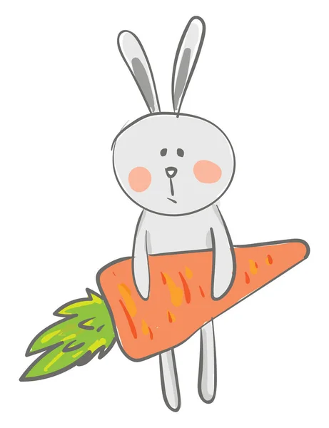 Hare Carrot Vector Color Illustration — Stock Vector
