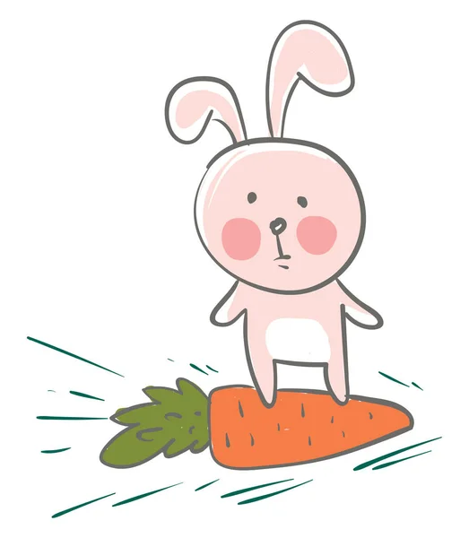 Big Ear Hare Carrot Vector Color Illustration — Stock Vector