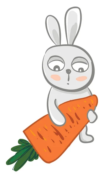 Baby Hare Carrot Vector Color Illustration — Stock Vector