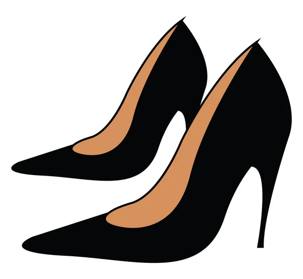 一个可爱的黑色高跟鞋矢量或颜色插图 — 图库矢量图片