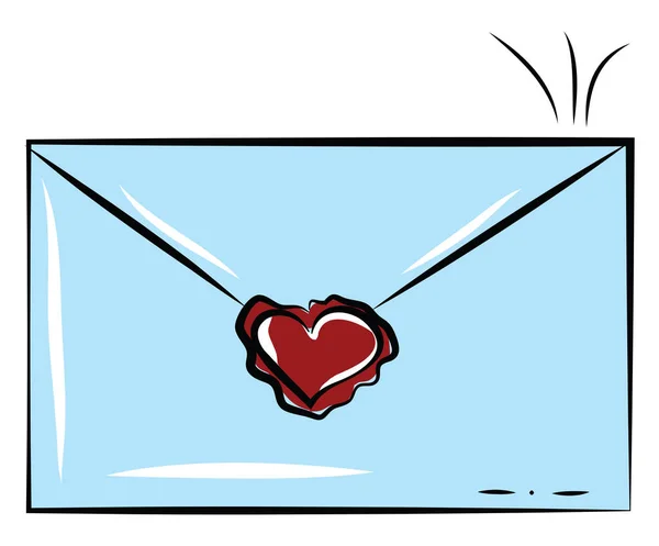 Envelope Azul Com Vetor Selo Amor Ilustração Cor —  Vetores de Stock