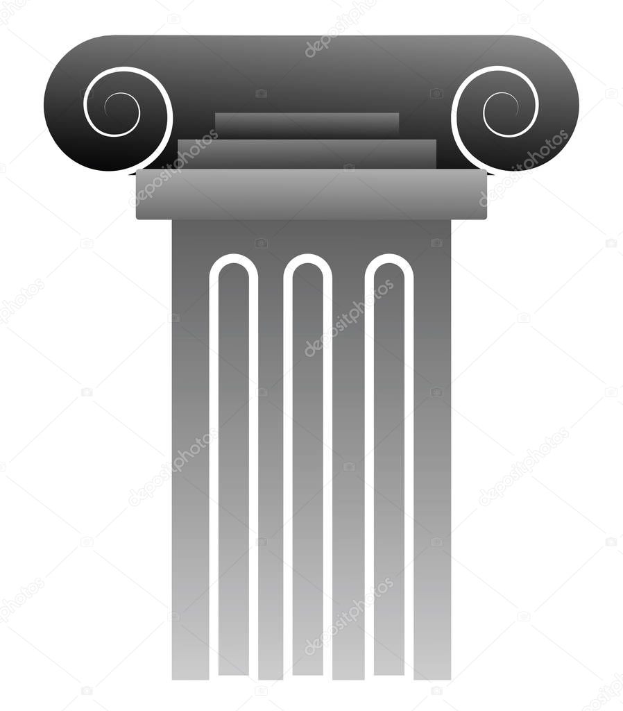 Vector illustration of a grey greek pillar on white background