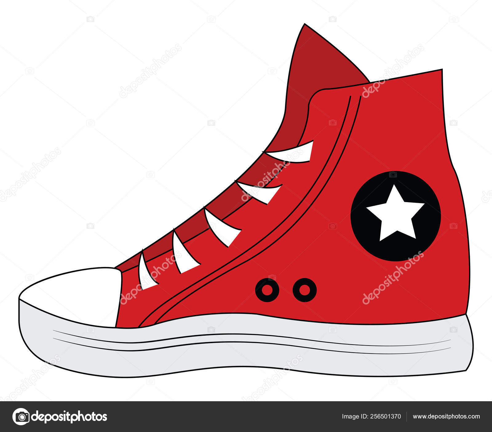 Ilustracion Vector Zapatillas Rojas Sobre Fondo Blanco Vector de stock 256501370 de Morphart