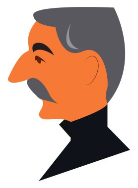 Gri saçlı ve bıyık vektör veya renk Illustration ile yaşlı adam