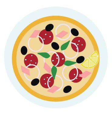 Topingler vektör veya renk Illustration ile pizza bir dilim