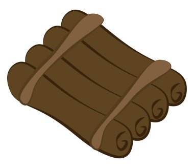 Bir ahşap yüzen Sal vektör veya renk illüstrasyon