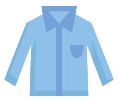 Beyaz arka planda mavi cep ve yaka vektör illüstrasyon ile basit açık mavi gömlek