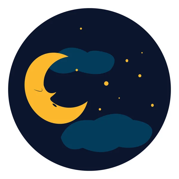 Clipart Ciel Bleu Avec Vecteur Étoile Lune Illustration Couleur — Image vectorielle