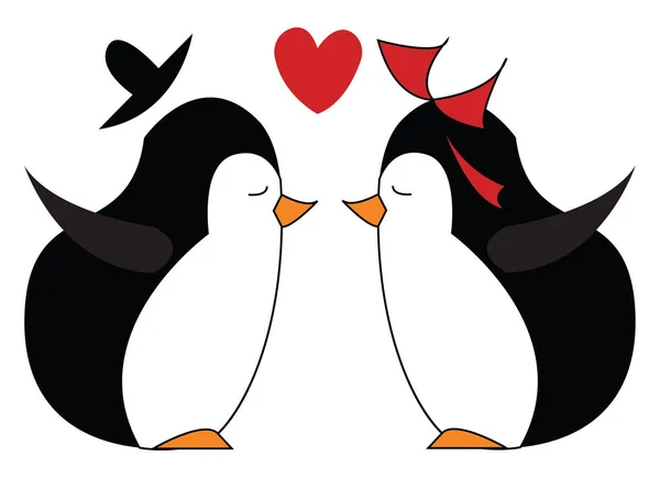 Pinguin Der Liebe Vektor Oder Farbabbildung — Stockvektor