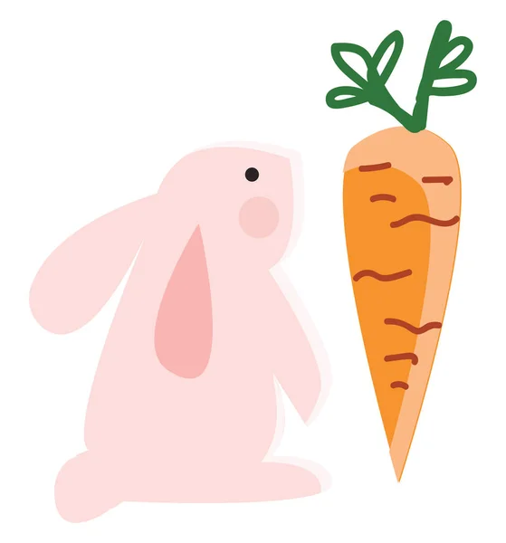 Rosa Kaninchen Mit Karottenvektor Oder Farbabbildung — Stockvektor