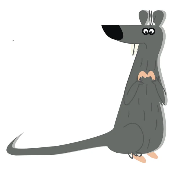 Rat Gris Avec Vecteur Longue Queue Une Illustration Couleur — Image vectorielle