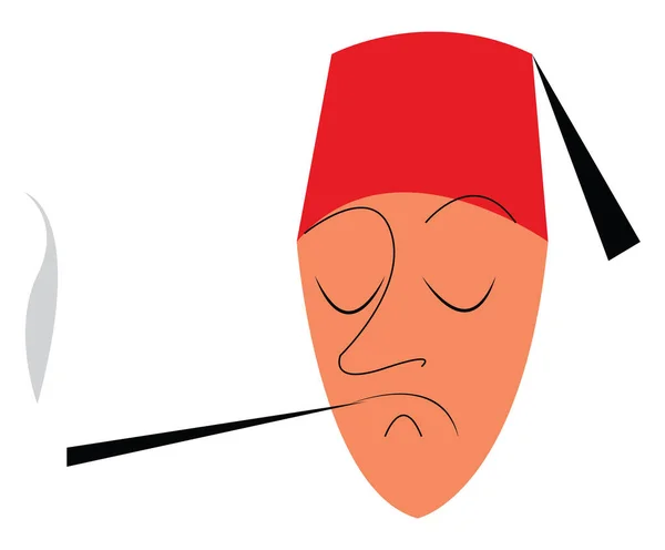 伝統的な帽子のベクトルまたは色のイラストを持つ男 — ストックベクタ
