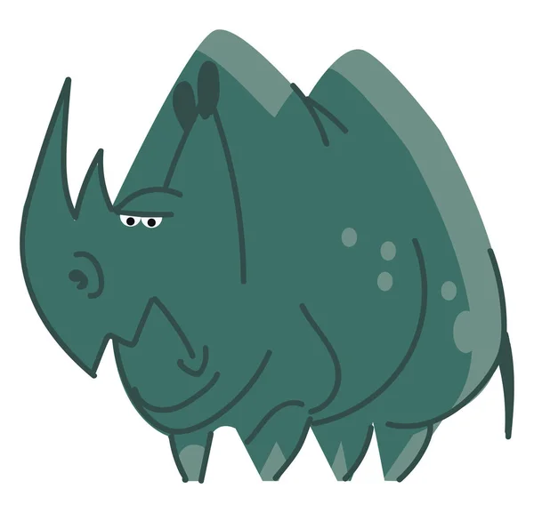 Azul Enojado Vector Rinoceronte Ilustración Color — Archivo Imágenes Vectoriales