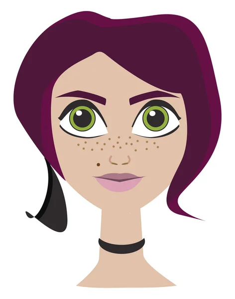 Una Chica Con Color Violeta Vector Pelo Ilustración Color — Archivo Imágenes Vectoriales