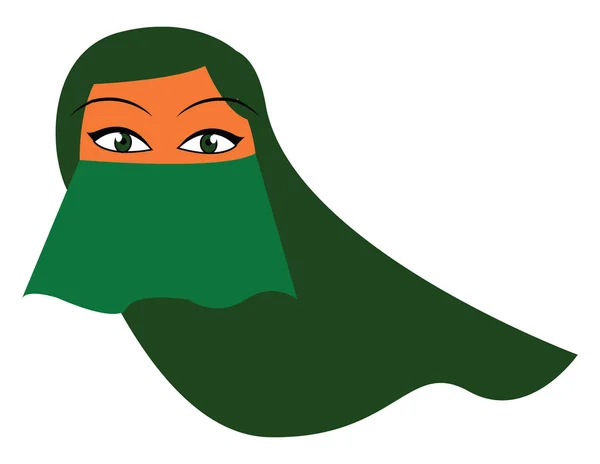 Eine Frau Grüner Burka Oder Farbige Abbildung — Stockvektor