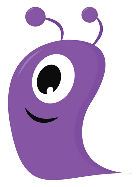 One Eyed Glimlachende Paarse Blob Monster Vector Illustratie Witte Achtergrond — Stockvector