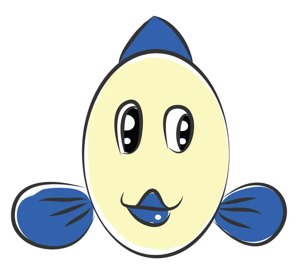 Illustrazione Vettoriale Del Pesce Sorridente Rotondo Blu Bianco Sfondo Bianco — Vettoriale Stock