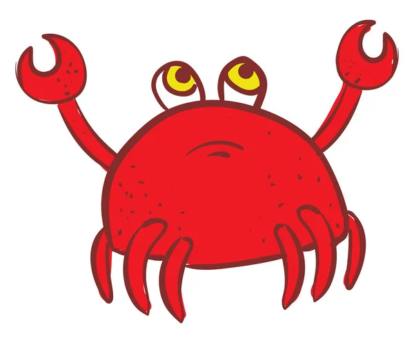 Sad Red Crab Vector Illustration White Background — Stock Vector