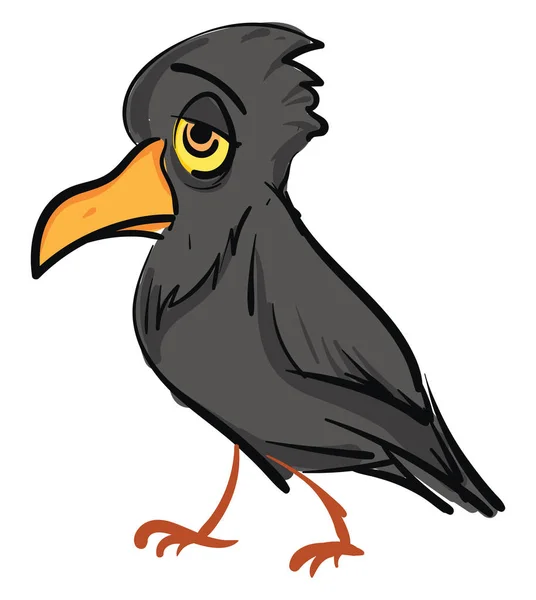 Sad Grey Crow Vector Illustratie Witte Achtergrond — Stockvector
