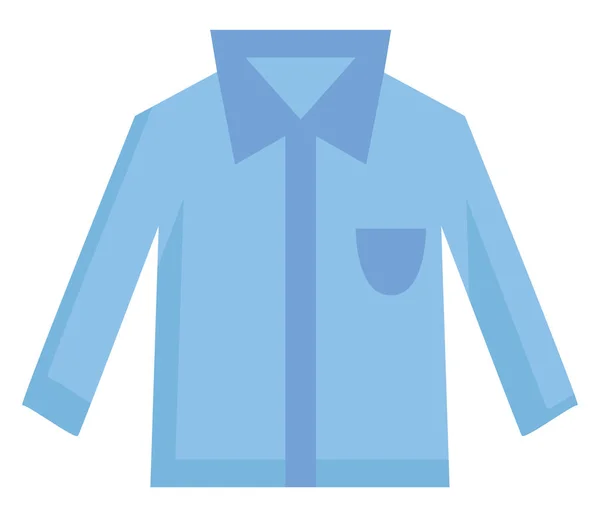 Camisa Azul Claro Simple Con Bolsillo Azul Cuello Vector Ilustración — Vector de stock