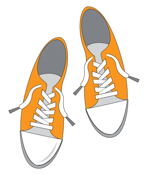 Eenvoudige Vector Illustratie Witte Achtergrond Van Een Paar Gele Sneakers — Stockvector